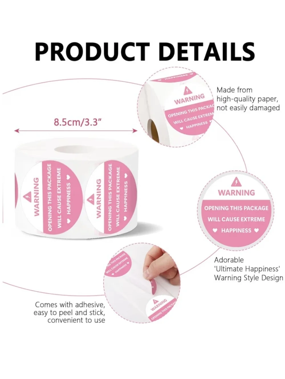 Pink 2 Inch Round Shipping Stickers 50 Count - Picture 3 of 4